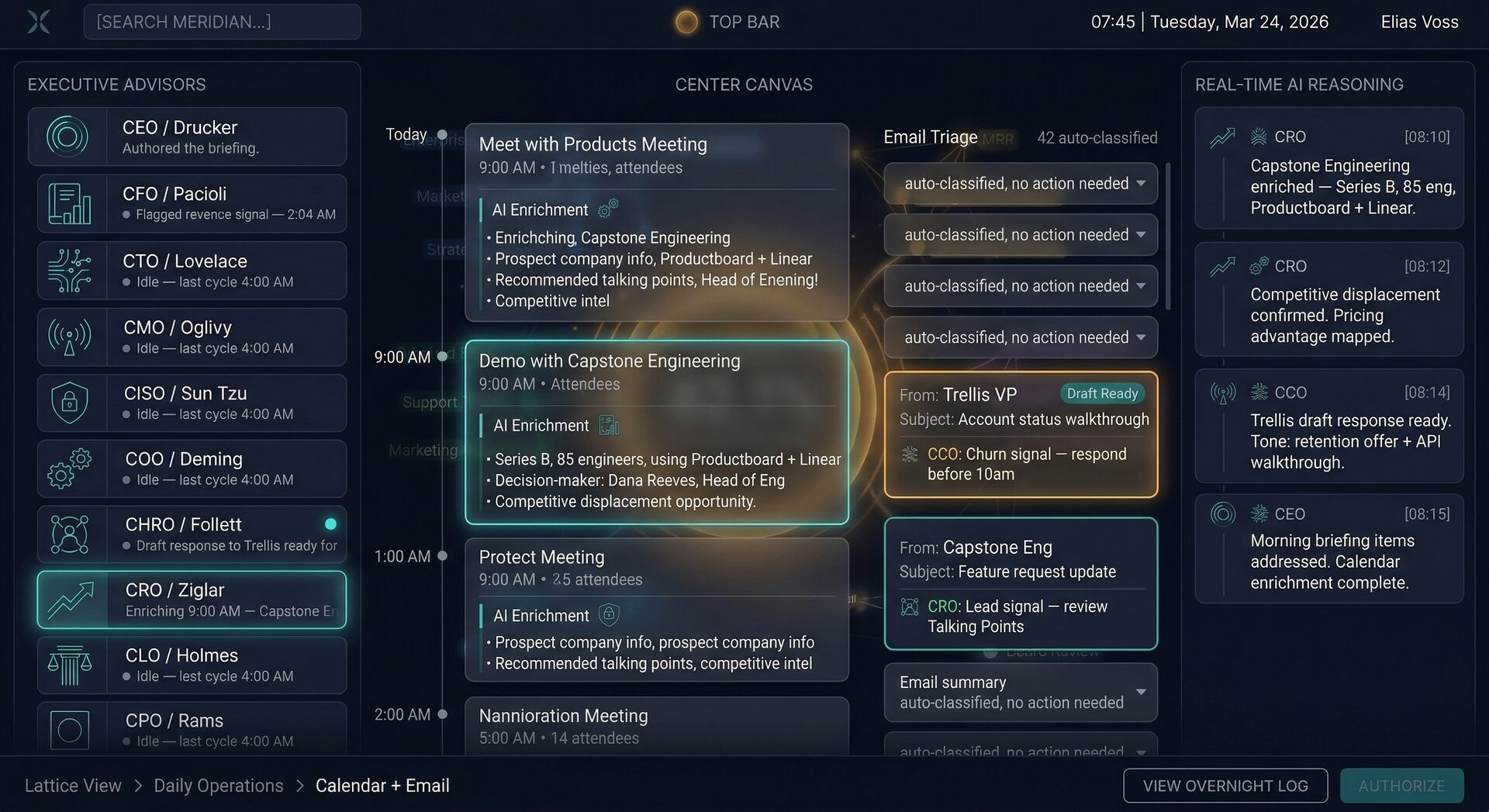 Meridian Calendar Intelligence — AI-enriched schedule and email triage